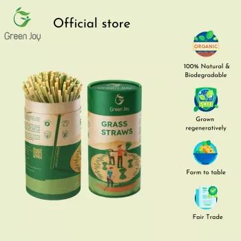 Ống hút cỏ bàng khô Green Joy - hộp tròn 100 ống 